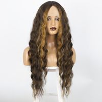 Women's Lace Middle Part Long Curly Hair Chemical Fiber Headgear Silk Highlighting Wig main image 6