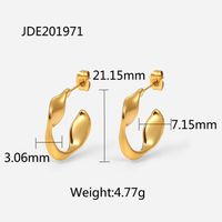 New Fashion Simple 18k Gold Plated Stainless Steel Mobius Hoop Earrings Stud sku image 1