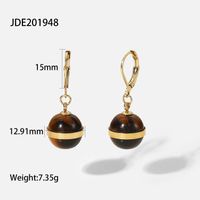 Fashion Retro Stainless Steel 14k Stone Small Ball Pendant Earrings sku image 1