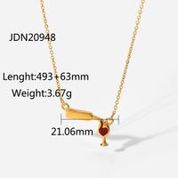 Simple 18k Gold Stainless Steel Wine Glass Shape Pendant Ball Chain Necklace sku image 1