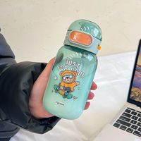 Straw Cup Plastic Water Cup Cartoon Cute Lock Snap Cover Portable Cup sku image 2