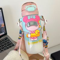 Large-capacity Children's Cute Plastic Water Bottle With Straw sku image 3