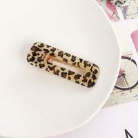 Girl's Simple Leopard Print Color Acrylic Water Drop Square Edge Makeup Clip sku image 1