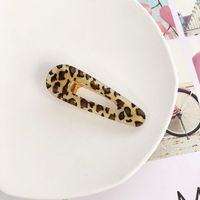 Girl's Simple Leopard Print Color Acrylic Water Drop Square Edge Makeup Clip sku image 2