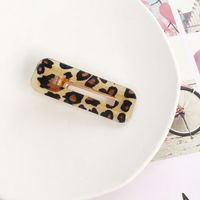 Girl's Simple Leopard Print Color Acrylic Water Drop Square Edge Makeup Clip sku image 5