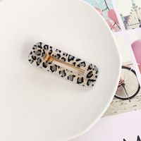 Girl's Simple Leopard Print Color Acrylic Water Drop Square Edge Makeup Clip sku image 7