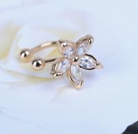 Fashion Crystal Daisy U-shaped Camellia Ear Clips Single Jewelry Wholesale sku image 1