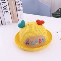 Chapeau De Bébé Pour Enfants Été Nouveau Coeur Patch Dessin Animé Soleil Chapeau De Paille sku image 1