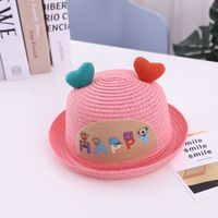 Sombrero De Bebé Para Niños Verano Nuevo Parche De Corazón Sombrero De Paja De Sol De Dibujos Animados sku image 4