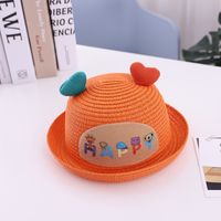 Children's Baby Hat Summer New Heart Patch Cartoon Sun Straw Hat sku image 6