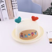 Children's Baby Hat Summer New Heart Patch Cartoon Sun Straw Hat sku image 7