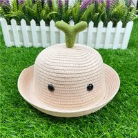 Fashion Solid Color Summer Children Straw Hat Sapling Hat Wholesale sku image 2