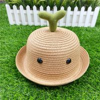 Fashion Solid Color Summer Children Straw Hat Sapling Hat Wholesale sku image 3