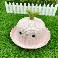 Fashion Solid Color Summer Children Straw Hat Sapling Hat Wholesale sku image 4