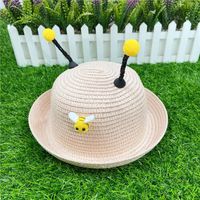 Children's Straw Hat Boy Sun Hat Baby Bee Super Cute Sunscreen Hat sku image 2