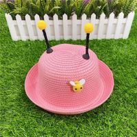 Children's Straw Hat Boy Sun Hat Baby Bee Super Cute Sunscreen Hat sku image 5