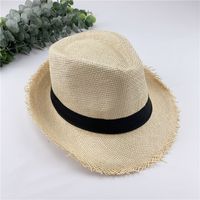 Summer Hat Breathable Raw Edge Straw Hat Retro Jazz Hat Small Top Hat sku image 3