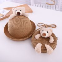 Children's Cute Little Bear Straw Hat Baby Sun Hat Wholesale sku image 3