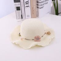 Fashion Flower Decoration Solid Color Children's Summer Beach Hat Sun Hat Straw Hat Wholesale sku image 4