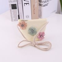 Fashion Flower Decoration Solid Color Children's Summer Beach Hat Sun Hat Straw Hat Wholesale sku image 9