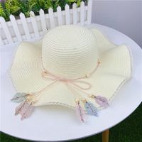 Hat Female Summer Big Brim Leaf Pendent Seaside Beach Sunscreen Straw Hat sku image 2