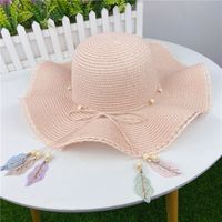 Hat Female Summer Big Brim Leaf Pendent Seaside Beach Sunscreen Straw Hat sku image 4