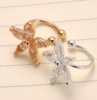 Fashion Crystal Daisy U-shaped Camellia Ear Clips Single Jewelry Wholesale main image 3