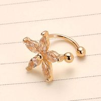 Fashion Crystal Daisy U-shaped Camellia Ear Clips Single Jewelry Wholesale main image 4