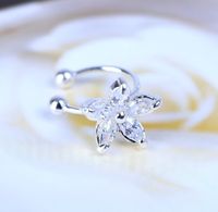 Fashion Crystal Daisy U-shaped Camellia Ear Clips Single Jewelry Wholesale main image 5