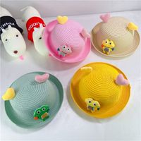 Children's Hat Spring And Summer Fisherman Straw Hat Heart Frog Hat main image 1
