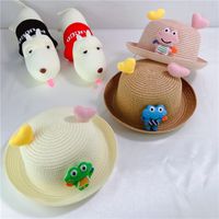 Children's Hat Spring And Summer Fisherman Straw Hat Heart Frog Hat main image 3