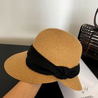 Chapeau De Paille Simple À Grand Bord Femme Été Plage Vacances Bord De Mer Chapeau De Soleil main image 1