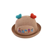 Children's Baby Hat Summer New Heart Patch Cartoon Sun Straw Hat main image 6