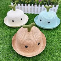 Sombrero De Paja Para Niños De Verano De Color Sólido A La Moda, Venta Al Por Mayor main image 1