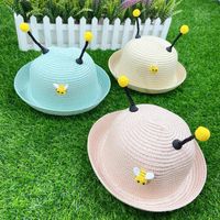 Chapeau De Paille Pour Enfants Garçon Chapeau De Soleil Bébé Abeille Chapeau De Protection Solaire Super Mignon main image 2