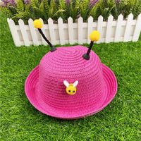 Chapeau De Paille Pour Enfants Garçon Chapeau De Soleil Bébé Abeille Chapeau De Protection Solaire Super Mignon main image 3