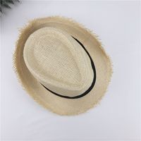 Summer Hat Breathable Raw Edge Straw Hat Retro Jazz Hat Small Top Hat main image 3