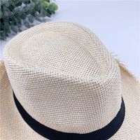 Summer Hat Breathable Raw Edge Straw Hat Retro Jazz Hat Small Top Hat main image 4