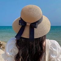 Bow Knot Fisherman Hat Holiday Seaside Beach Hat Big Brim Straw Hat main image 1