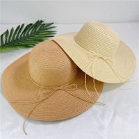 Sombrero De Ala Grande Simple Sombrero De Paja Protector Solar De Verano Para Mujer Sombrero De Playa main image 1
