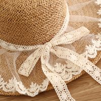 Simple Straw Hat Lace Bows Hat Female Sunshade French Ladies Top Hat main image 5