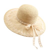 Simple Straw Hat Lace Bows Hat Female Sunshade French Ladies Top Hat main image 6