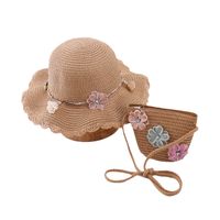 Fashion Flower Decoration Solid Color Children's Summer Beach Hat Sun Hat Straw Hat Wholesale main image 6