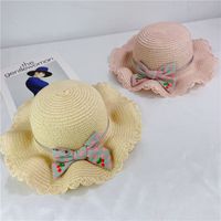 Bow Knot Fisherman Hat Children Beach Hat Children Straw Hat Wholesale main image 1