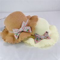 Bow Knot Fisherman Hat Children Beach Hat Children Straw Hat Wholesale main image 3