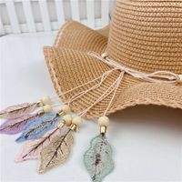 Hat Female Summer Big Brim Leaf Pendent Seaside Beach Sunscreen Straw Hat main image 5