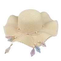 Sombrero Femenino Verano Ala Grande Hoja Colgante Playa Playa Protector Solar Sombrero De Paja main image 6