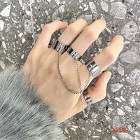 European And American Punk Plain Tassel Chain Fashion Trend One-piece Ring Two-piece Set sku image 1