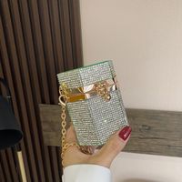 Women's New Acrylic Color Bright Diamond Shoulder Messenger Chain Bag8*10*8cm main image 3