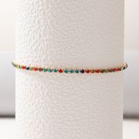 Bracelet De Cheville À Une Seule Couche En Diamant De Couleur Simple Géométrique main image 3